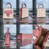 trendy Evening Bags Leather Shoulder Designer Handbag Woman Ladies Totes Handbags Purses Small Tote Fashion Brand Crossbody Pink Floral Heart Print 230207