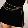 Belly Chains Punk Hip Hop Style Women Belt Fashion Hip High Waist Gold Silver Narrow Metal Chain Belts Gothic Decor Diamond Pearl Waist Chain Z0508