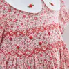 Girl's Dresses Kids Little Girls Handmade Smocked Floral Flower Print Dresses Spring Summer Toddler Girl Princess Vintage Smock Dress 230508