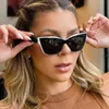 2022 Fashion Sexy Cat Eye Black White Sunglasses Women Brand Vintage Patch Color Sun Glasses Female Shades De Sol 0508