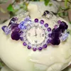 Wristwatches Fashion Schoolgirl Student Bracelet Watch For Women Nature Amethyst Quartz Wristwatch Purple Crystal Jewelery GiftsWristwatches