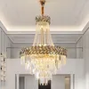 Lustres da sala de jantar El Lustre de iluminação de cristal grande luminária de villa lâmpada de viva escada moderna lâmpadas penduradas longas