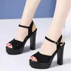 Sandals 2023 Women Summer Open Toe Women's Shoes One Line Buckle Strap Thick Heel Model Show Super High Sexy S