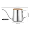 Coffee Pots Narrow spout long stainless steel drip kettle 350ml gooseneck kettle pour over coffee tea teapot with lid P230508