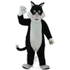 Venda de fábrica tamanho adulto super fofo preto branco gato mascote traje fantasia fantasia anime fantasia personalizada vestido de aniversário de natal halloween