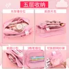 Kawaii Pink Pencil Bag Solid Color Canvas Partia papiernicza dla szkolnej dziewczyny zamek błyskawiczny gumka gumka woreczka