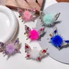 Accessori per capelli Dolce fermaglio a farfalla in cristallo Ragazze Metallo Tridimensionale Tornante Palla di velluto Frangia Ornamenti Bambini