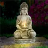 Meditera sittande Buddha Solar Lights Outdoor Garden Patio Statue Light Decor