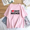 Damen T-Shirt I Love Moms T-Shirt Damen Sommer Baumwolle Kurzarm Mama Muttertag T-Shirt Lustiger schöner Druck T-Shirt Damenbekleidung 230508