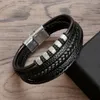 Bracelets porte-bonheur mode tressé corde tissé multicouche derme cuir pour hommes Punk Mental aimant bracelet ami bijoux cadeaux