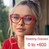 Станки для чтения Retro Cat Eye Blue Filter Antieglasses увеличительные бифокальные 0 ~ 6,0 Диоптерные старейшины Телефон 230508