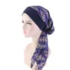 Vorgebundene Bandanas mit langem Schwanz, muslimische Frauen, bedruckter Turban-Hut, weibliche Kopfbedeckung, Haarausfall, Chemo-Beanie, islamischer Kopftuch, Wickelkappe