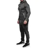 Fitnessbekleidung 2 Stück/Set Herren Mantel Hosen Set Kapuzenmütze Warm halten Slim Fit Hosen für den täglichen Gebrauch