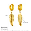 Hoop Earrings 316L Stainless Steel French Classic Gold Color Leaf For Women Fashion Simple Anti-rust Prevent Allergy Party Jewelry