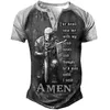 RUKAS Shirt Henry T-shirt Grafisch Taxus T-shirt en slogan Temple Knight Cross Soldier Henry Donkerblauw Groen Grijs 3D Print Groot formaat Outdoor Casual