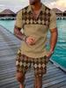 Men's Tracksuits 2 Peça Conjunto de trajes masculinos Casual Summer Summer Beach estilo curto-manga curta Camisas de pólo e shorts Suit Man Streetwear Clothes 230508
