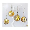 Interior Decorations Christmas Ornaments Led Light Xmas Ball Luminous Wood Pendant Diy Crafts Kids Gift For Home Year Drop Delivery Dhzcf