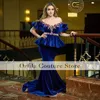 Abaya Prom Dress Mermaid 2023 قبالة الكتف المخملية الخرزات السوداء الفتيات المساء