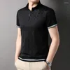 Polo's voor heren Zomer lichtgewicht Jacquard heren met korte mouw polo shirts kwart-zip casual slanke mock nek basic ontworpen katoen shirt