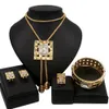 Pendanthalsband Fashion Dubai Gold Plated Woman Jewelry Set Champagne Necklace Simple Armband Earring Ring Syhol 230506