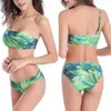 Women's Swimwear Summer Beach Vacation Swimming Sexy Swimsuit Hip Beauty Chest Gathered Single Shoulder Print Surf Suit