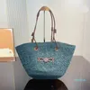 2023-Beach bags totes Raffia 빨대 짠 가방 어깨 크로스 바디 큰 핸드백 레이디 지갑 지갑 쇼핑 휴일