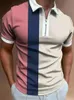 T-shirts voor heren mode zomer zomers rits polo shirt gestreepte polo shirts heren streetwear casual korte mouw t-shirt heren polos tops 230508