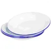 Dinnerware Sets 4 PCs redondo salada de tigelas rasas misturando bandeja vintage pratos de esmalte Sushi Sashimi Sopa Fruit