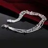 Kedja 925 Sterling Silver Armband Snake Chain Round Pärlor för kvinnor Retro Wedding Party Wild Christmas Gifts Fashion Jewelry 230508