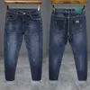 Jeans masculino jeans calças jeans jeans jeans dessinger slim ajuste jeans azul preto para homem de rua de rua casual masculino cowboys z0508
