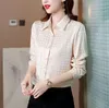 Vetersluiting met strik G Letterprint Damesoverhemd Chiffon blouse V-hals Franse knop Veelzijdige basislaag Losse casual top