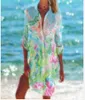 Women's Swimwear Summer women's top Sexy Vneck office shirt casual 3D printed Bohemian party sun protection beach 230508