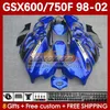 Corpo blu di fabbrica per SUZUKI GSXF750 GSXF600 KATANA GSXF 600 750 CC 600CC 750CC 1998 1999 2000 2001 2002 169No.32 GSX750F GSXF-600 GSXF-750 GSX600F 98 99 00 01 02 Carenatura