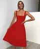 Abiti casual Sexy Della Cinghia di Spaghetti Backless Vestito Rosso Delle Donne 2023 Estate Spiaggia Sottile Patry Bianco Midi Donna Per Robe Femme