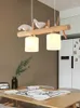 Kroonluchters geleid voor tafel eetkeuken Modern houten plafond hangende verlichte armatuur loft huis interieur woonkamer hanglamp lamp