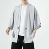 Vestes pour hommes #4246 Noir Blanc Gris Bleu Crème Solaire Veste Hommes Mince Kimono Manteau Cardigan Lâche Streetwear Hip Hop M-5XL