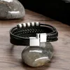 Bracelets porte-bonheur mode tressé corde tissé multicouche derme cuir pour hommes Punk Mental aimant bracelet ami bijoux cadeaux