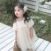 Flickans klänningar Babyklänningar Autumn Children's Dresses Girls'dresses With Flowers Garn Tulle Puffy Sleeve Jasmine Princess Party 230508