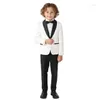 Herenpakken 2023 witte blazer zwarte broek op maat gemaakte jongens trouwpak kinderen smoking communie voor jongens/kind formele kleding outfits set
