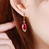 Dangle Earrings Real 14K Rose Gold Origin Ruby Drop Earring For Females Aros Mujer Oreja Natural Gemstone Orecchini Bizuteria