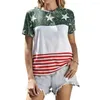 Womens T Shirts Womens Summer American Flag Printed Independence Day USA 4th Of July Print Short Sleeve T-Shirt Tops Tee For 2023