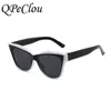 2022 Fashion Sexy Cat Eye Black White Sunglasses Women Brand Vintage Patch Color Sun Glasses Female Shades De Sol 0508