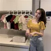 Blouses feminina malha de moda Blusa Mulher agitada para jovens elegante colheita de verão top Sexy Slim Fit Shirp