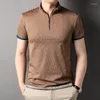 Polo's voor heren Zomer lichtgewicht Jacquard heren met korte mouw polo shirts kwart-zip casual slanke mock nek basic ontworpen katoen shirt