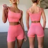 Women's Tracksuits Seamless Sports Set Shorts Yoga Sportwear Workout Two Piece Bra Crop Top Fitness Gym Clothing Tracksuit 230506