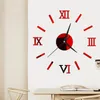 Настенные часы 3D Трехмерные наклейки 36 см. Маленькое римское зеркало с часами DIY Quartz Home Decor