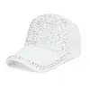 Hysteresen Frauen Männer Nieten Strass Kristalle Verstellbare Pferdeschwanz Mesh Baseballmütze Glänzend Bling Lässige Sportmütze Stuff Loft Dutzend Caps G230508