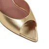 Sandaler Luxury Pointed Fish Mouth Sandaler Fashion Pink Women's Shoes Wineglas Heel med Golden Slippers 230508