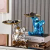 Decorative Objects Figurines Nordic Home Decoration Creative Electroplating Ceramic Bear Sculpture for Interior Light Luxury Living Room 230508