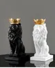 Obiekty dekoracyjne figurki żywiczne Lion Statua Korona Lwy Rzeźbia Rzeźba Figurina Streszczenie Ation Strona główna Nordic Model Ornaments 230508